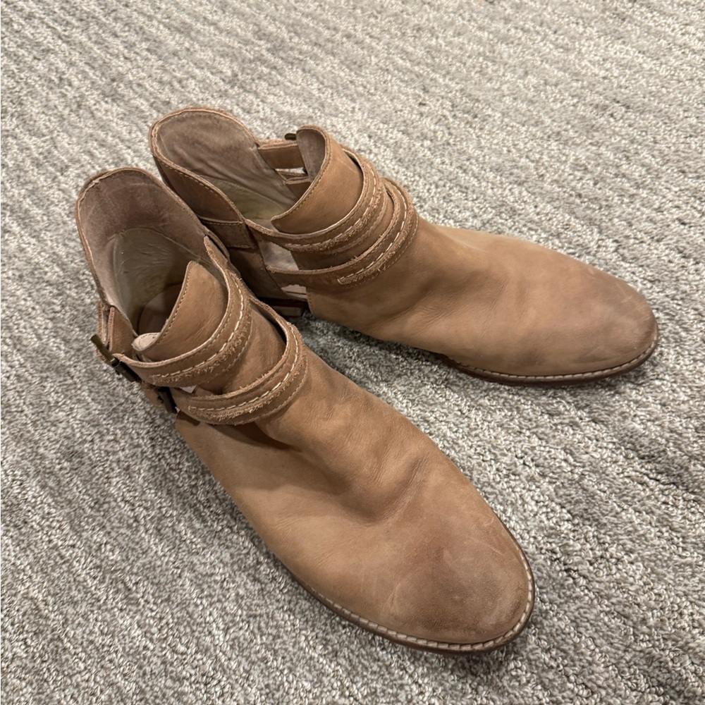 Tan Ankle Boots with Straps